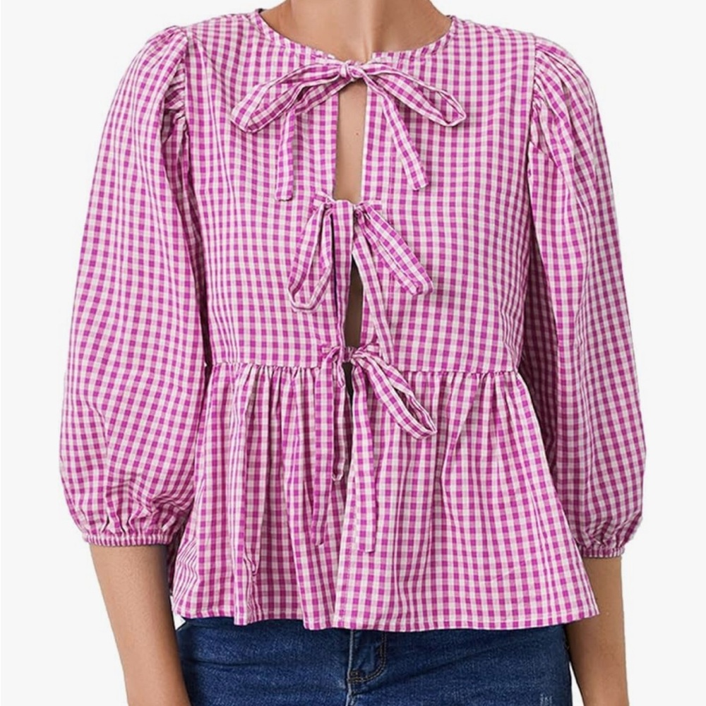 Pink Gingham Women's Top